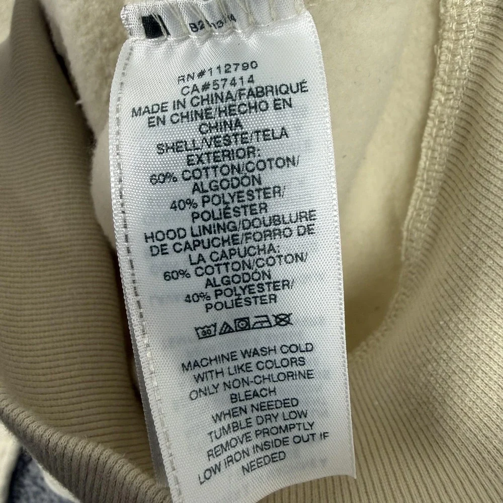 True Religion Hoodie Mens Off White/Cream Core Zip Up Graphic Fleece Logo M